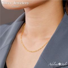 【色：ピンクゴールド】[Adelina Style] ネックレス チェーン 細め レディース スクリューチェーン40+5cm シルバー925 純銀 プレゼント
