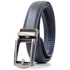 ネイビーB_ウエスト100cmまで対応 [BEEL] ベール ベルト メンズ 牛革 オートロック式ベルト レザー 紳士 穴無し 大きいサイズ ビジネス スーツ カジュアル 【バックルタイプ：シンプル】 シュリンク ネイビー