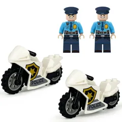 【オート バイク 2台＋ 警察官 2体】レゴ 互換 ポリス ブロック ミニフィグ