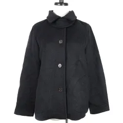 メルローズ MELROSE CLAIRE コート ステンカラー 長袖 シングル 厚手 ウール 無地 4 黒 ブラック アウター /CK