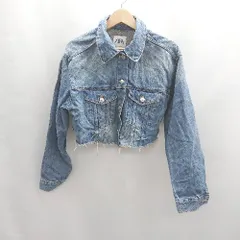 ◇ ⊇ ZARA ザラ ショート丈 長袖 デニムジャケット サイズM ブルー レディース E  【1501160024053】