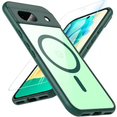 Google Pixel 8a ケース 【ガラスフィルム付き・MagSafe対応】 BESINPO Pixel 8a ケース 黄ばみなし ストラップホール付き グーグル ピクセル 8a ケース 米軍MIL規格 耐衝撃 耐久性 google pixel 8a カのサムネイル