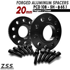 Z.S.S. AP プジョー シトロエン ボルボ Peugeot Citroen Volvo 厚み20mm PCD108 5穴 ハブ径 65.1φ スペーサー M12xP1.25 ボルト付き ZSS