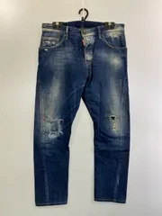 【新品未使用】ディースクエアード デニムパンツ ブーツカット ペイント 革パッチ DSQUARED】 ディースクエアード2 ストレッチブーツカットパンツ新品