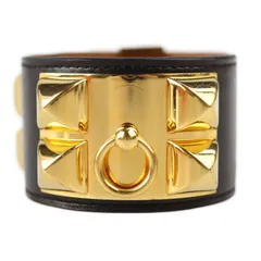 HERMES エルメス ブレスレット  ボックスカーフ ブラック ブラウン ゴールド金具 スタッズ X刻印 【本物保証】