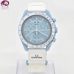 OMEGA x Swatch オメガ x スウォッチ MISSION TO URANUS クロノグラフ クオーツ 腕時計 稼働品 バイオセラミック ケース ブルー/ホワイトカラー 保護フィルム 箱 カード 冊子類 SO33L100