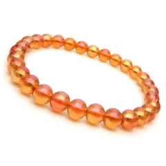 オーラ水晶 オレンジ ブレスレット 6mm パワーストーン ブレスレット メンズ レディース 天然石 数珠 アクセサリー メンズブレスレット レディースブレスレット パワーストーンブレスレット 天然石ブレスレット 男性用 女性用