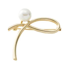 【B：ゴールド×ワンサイズ】[Cream dot. クリームドット公式] ブローチ フォーマル 卒業式 卒園式 入学式 入園式 ママスーツ コサージュ 華やか ピン 上品 エレガント 2タイプ パール 変形 普段使い ヴィンテージ調 艶消し マット 大人