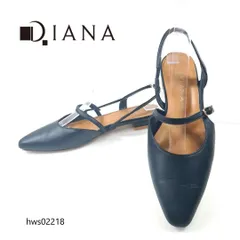 DIANA フラットシューズ スクエアトゥ 23.5cm ブラック ダイアナ レディース ストラップ hws02218