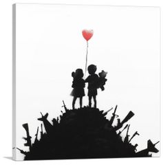バンクシー アートパネル Mサイズ BANKSY Banksy「銃の丘の子供たち/Kids On a Gun Hill」キャンバスジークレ 発送目安15～20営業日