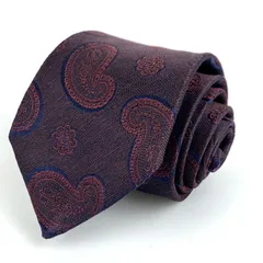 ダーバン ブランドネクタイ 総柄 ペイズリー シルク イタリア製 メンズ エンジ Durban 【中古】