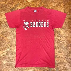 USA製 ’80s Champion WISCONSIN BADGERS Tシャツ M レッド トリコタグ 80年代 チャンピオン ウィスコンシン バジャーズ アメフト フットボール ヴィンテージ 半袖 ユーズド USED 古着 MADE IN USA