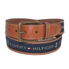 メンズベルト 人気ブランド トミーヒルフィガー TOMMY HILFIGER ブラウン色 本革 ロゴ刺しゅう カジュアルベルト 38mm USA直輸入モデル 02X032 送料無料