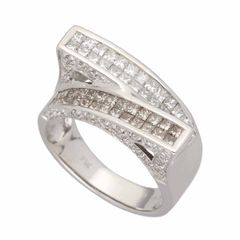 スクエア モディファイド ブリリアント ダイヤモンド(1.65ct) リング 750 K18 WG ホワイトゴールド 日本サイズ約13号 #53【送料無料】指輪【中古】25020152