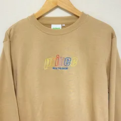 (^w^)b Prince プリンス スウェット スエット トレーナー ベージュ系 テニス TENNIS 茶 フロント ロゴ 刺繍 クールネック ベーシック 部屋着 おしゃれ ストリート レイヤード 長袖 春 秋 シンプル メンズ トップス サイズM