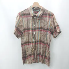 ◇ ⊂ JOURNAL STANDARD ジャーナルスタンダード チェック柄 半袖 デザインシャツ サイズM ブラウン系 メンズレディース E  【1506130001591】