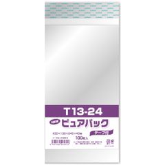 【迅速発送】エスティシー 透明 袋 ピュアパック テープ付 T13-24 100枚入