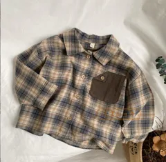 シャツ キッズ 長袖 子供服 男の子 女の子 綿 コットン 子供服 tシャツ カットソー 春服 春物 秋服 秋物 ティーシャツ 長そで トップス チェック柄 子供服 ジュニア ユニセックス 子ども服  おしゃれ 可愛い gonglut01