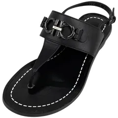 サルヴァトーレフェラガモ Salvatore Ferragamo ダブルガンチーニ トングサンダル 靴 サンダル レザー ブラック レディース 【中古】