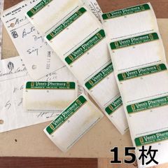 408・R-1243 お薬ラベル　Vann's Pharmacy　15枚　ヴィンテージペーパー　アメリカラベル　紙もの　ジャンクジャーナル　ヴィンテージチケット　ヴィンテージ　海外紙もの　海外ヴィンテージ　シール　ハンドメイド　スクラップ　おすそ分け　交換便