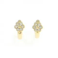 K18YG フラワー ダイヤモンド ピアス 0.20CT