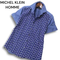 MICHEL KLEIN HOMME ミッシェルクラン オム 春夏★ 幾何学模様 切替 半袖 シャツ Sz.44 メンズのサムネイル