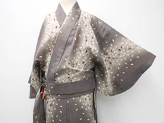 【一輝堂】リサイクル着物 小紋 洗える着物 二部式 花弁散らし 身丈約60.5cm 裄丈約67cm 25z07-3830