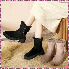 送料無料 ファーブーツ 厚底 ショートブーツ 秋冬 レディース 裏起毛 ムートンブーツ あったか ワークブーツ 美脚 カジュアル 大人可愛い おしゃれ 通学 シンプル 靴 韓国ファッション靴 履きやすいブーツ 新作 暖かいブーツ