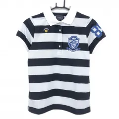 パーリーゲイツ 半袖ポロシャツ 白×ネイビー ボーダー  レディース 1(M) ゴルフウェア PEARLY GATES