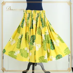 【ハワイ製 フラダンス衣装】イエロー系 CC Fashions パウスカート 黄 緑 白 ティアレ柄 花柄 明るい 華やか グリーン系 ホワイト系 フラダンス衣装 パウスカート ハワイ製 イエロー グリーン ホワイト ティアレ モンステラ 花柄 夏用