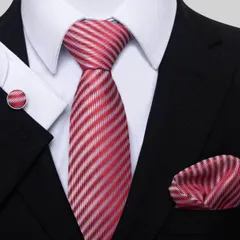 ネクタイ ポケットチーフ　カフスボタン　3点セット　結婚式　発表会 イベント パーティー ダンスパーティー 卒業式 入学式 入社式　ストライプ　レッド色　シルバー色　ホワイト色　メンズネクタイ　チーム　ハンカチ　カフス　３点　セット