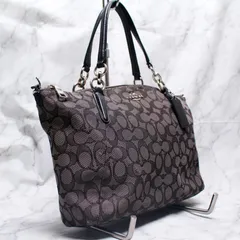 COACH コーチ シグネチャー柄 ハンドバッグ トートバッグ グレー ブラック F58283