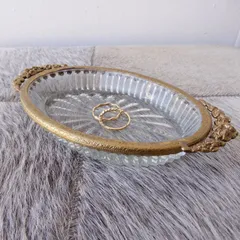 トレー 小物入れ コンポート 真鍮 ガラス シルバー 84324TY-SV