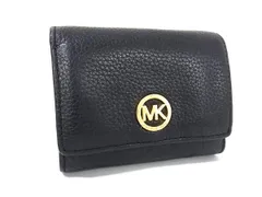 ■美品■ MICHAEL KORS マイケルコース レザー 二つ折り 財布 ウォレット 札入れ 小銭入れ レディース ブラック系 DI1446