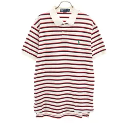 Polo by Ralph Lauren ポロバイラルフローレン ボーダー柄 半袖 ポロシャツ L ホワイト 鹿の子 メンズ 古着