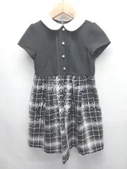 ◇ Θ CHOPIN ショパン チェック柄 半袖 ミニ丈 フレア ワンピース サイズ120 ブラック キッズ 子供服 E  【1503040004063】