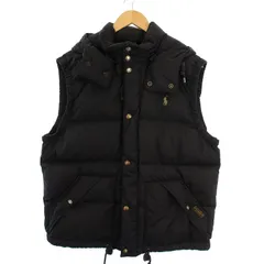 ポロ ラルフローレン POLO RALPH LAUREN ダウンベスト ジャケット ジップアップ フード ロゴ刺繍 L 黒 7286670EDT /BM
