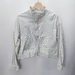 ◇ niko and … ニコアンド ストライプ柄 長袖 ジャケット サイズM ホワイト ブルー レディース E  【1406180084387】