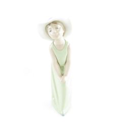 美品 LLADRO リヤドロ 5009 鏡の前で 若草色の少女 フィギュリン 陶器人形 置物 麦わら帽子 西洋オブジェ SU6345L 