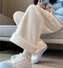 裏起毛 コーデュロイ 華奢見え ワイドパンツ