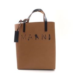 MARNI セルロース トートバッグ SHMQ0025A2 ショッピングバッグ ブラウン レザー 美品 タグ付 マルニ ◆送料込◆質屋-10921