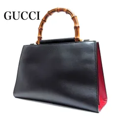 GUCCI グッチ バンブー ハンドバッグ ニムフェア 459076 ブラック レッド 黒 赤 レザー ショルダーストラップ無し