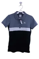 【美品】adidas(アディダス) ポロシャツ グレー黒 レディース M ゴルフ用品 2504-0405 中古
