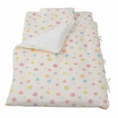 日本製 Wガーゼ 携帯用 お昼寝布団7点セット カラフルドロップ 同柄収納バッグ付き