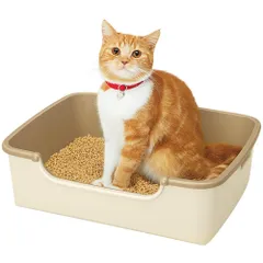 [約1か月分チップ・シート付] 猫用トイレ本体 シンプルタイプ ニャンとも清潔トイレセット ライトベージュ 成猫用