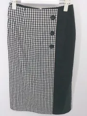 ◇ INDIVI インディヴィ チェック 膝下丈 タイト スカート サイズ36 ブラック ホワイト レディース P  【中古】 【1209150004770】