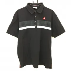 【美品】ルコックゴルフ 半袖ポロシャツ 黒×グレー 一部チェック柄  メンズ LL ゴルフウェア le coq sportif