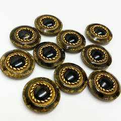 【特価】手芸　ボタン　黒・ゴールド系　アンティーク　約23mm　10個まとめ売り