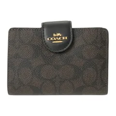 新品 コーチ COACH 2つ折り財布 ミディアム コーナー ジップ ウォルナット/ブラック