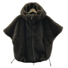 美品 ミンクヤーン MINK ミンクファー ポンチョ ケープ ミンク フォックス 毛皮ケープ レディース ブラック/ブラウン